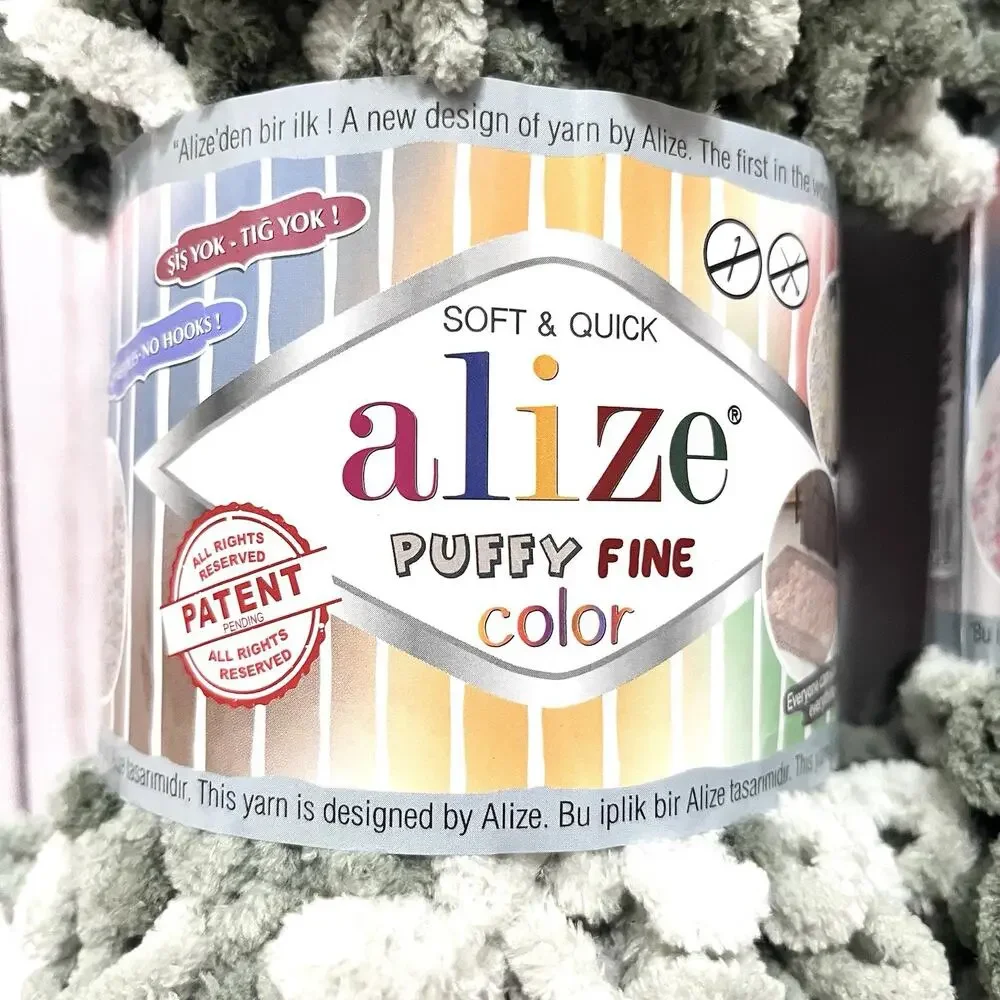 Alize Puffy Fine Baby Blanket Yarn 100g 100% Polyester Slate Grays Lot of 2